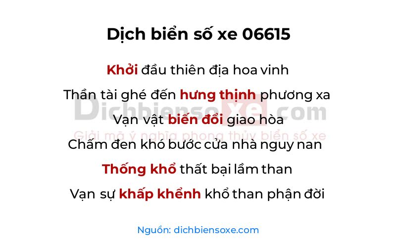 Dịch thơ biển số 06615