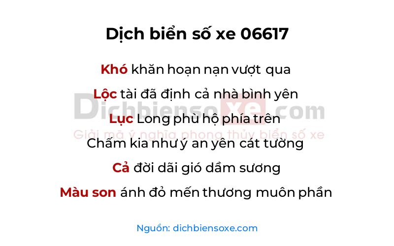 Dịch thơ biển số 06617