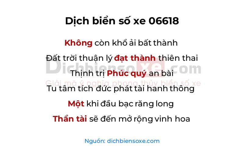 Dịch thơ biển số 06618