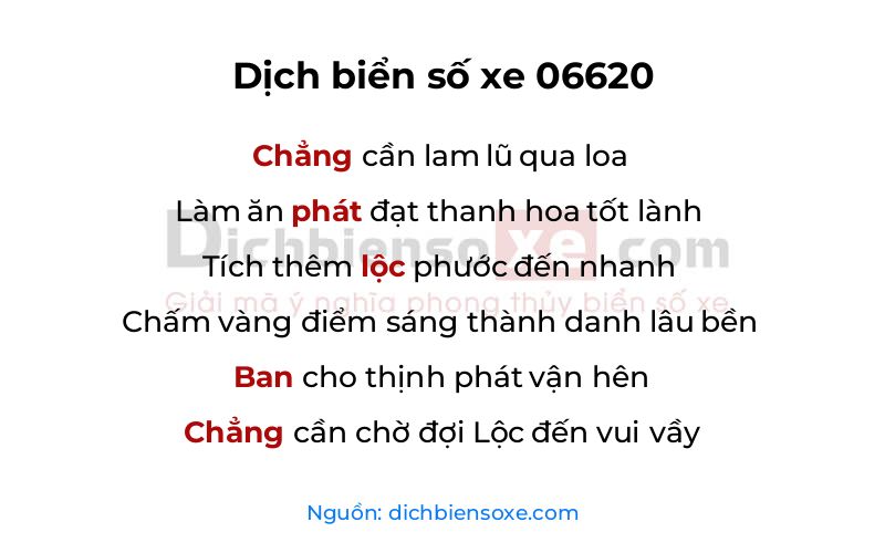 Dịch thơ biển số 06620