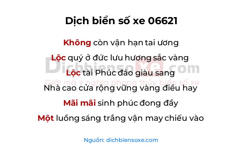 Dịch thơ biển số 06621