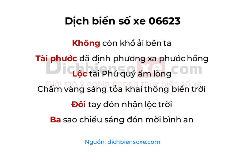 Dịch thơ biển số 06623