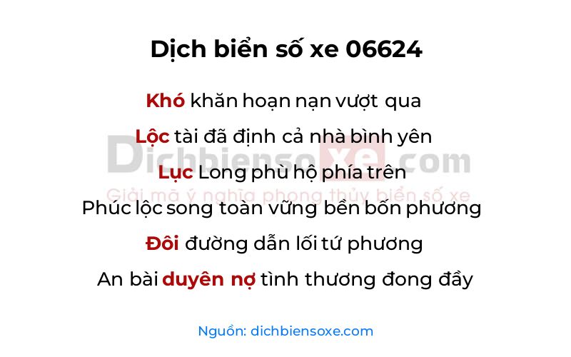 Dịch thơ biển số 06624
