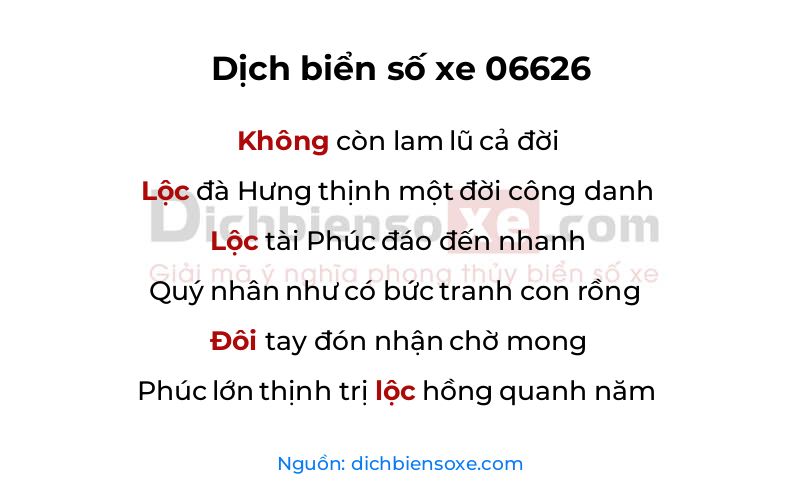 Dịch thơ biển số 06626