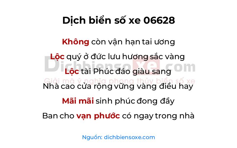 Dịch thơ biển số 06628