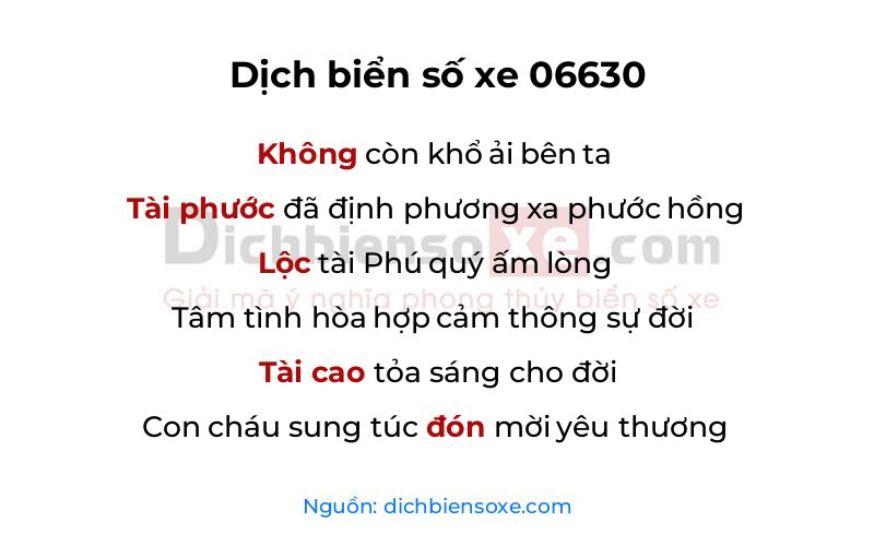 Dịch thơ biển số 06630