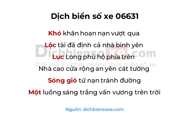 Dịch thơ biển số 06631