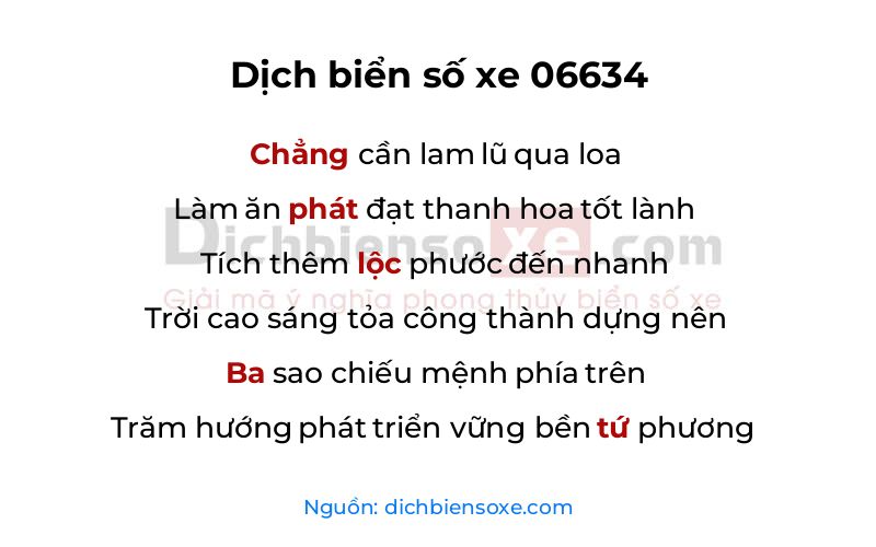 Dịch thơ biển số 06634