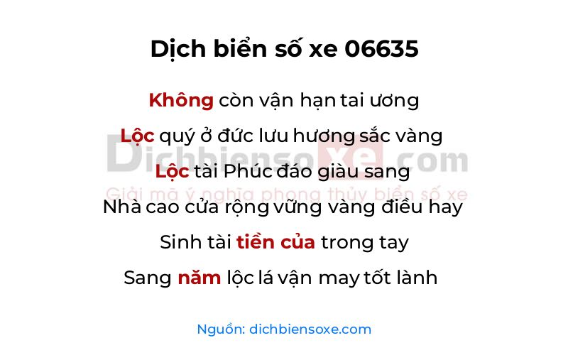 Dịch thơ biển số 06635