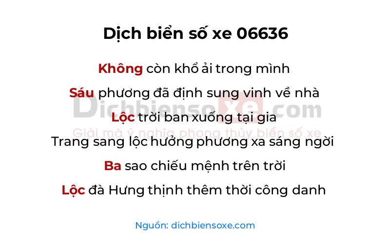 Dịch thơ biển số 06636