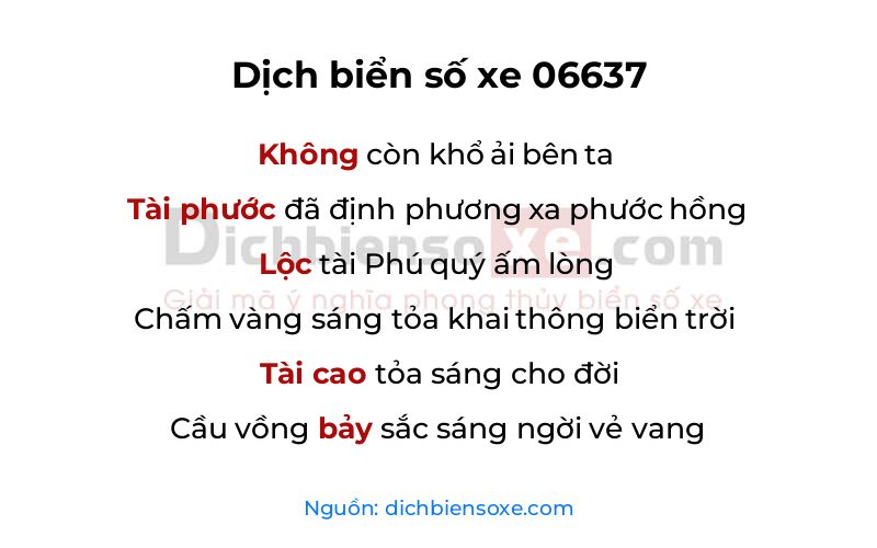Dịch thơ biển số 06637