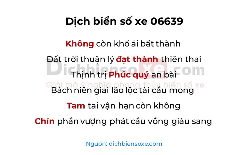Dịch thơ biển số 06639