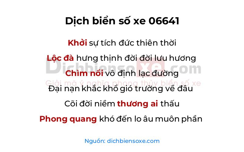 Dịch thơ biển số 06641