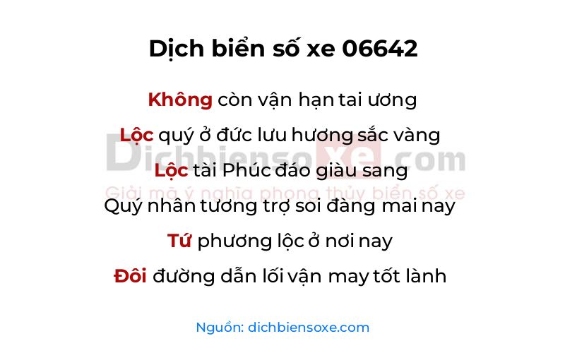 Dịch thơ biển số 06642