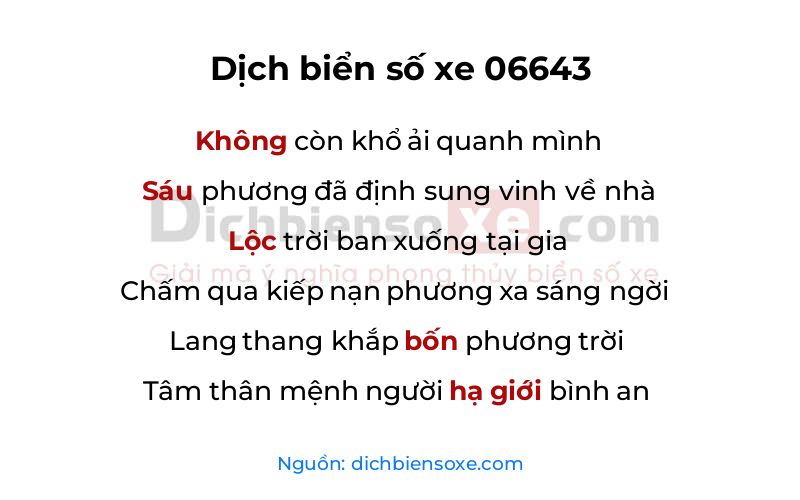 Dịch thơ biển số 06643