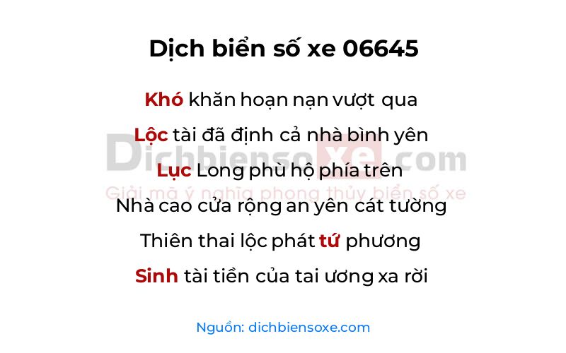 Dịch thơ biển số 06645