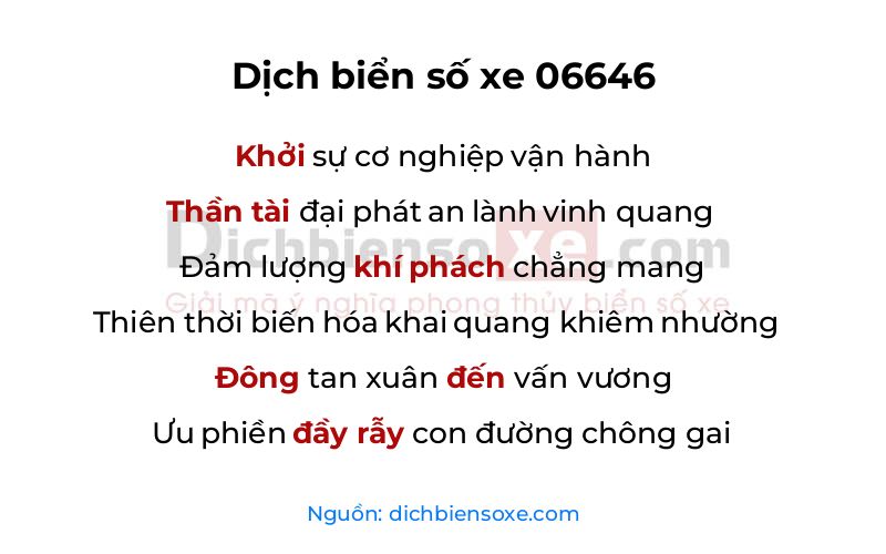 Dịch thơ biển số 06646
