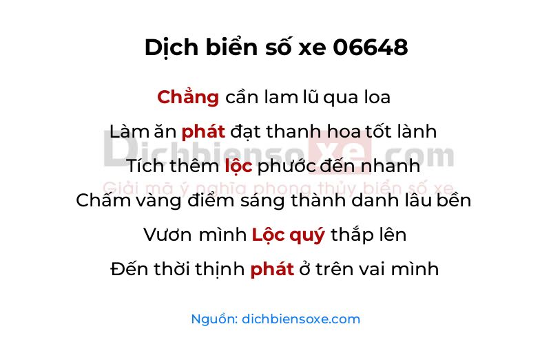 Dịch thơ biển số 06648