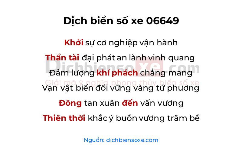 Dịch thơ biển số 06649