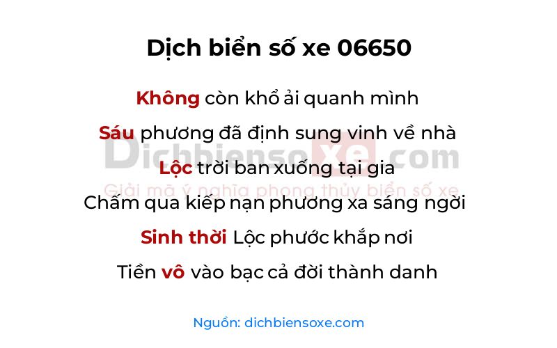 Dịch thơ biển số 06650