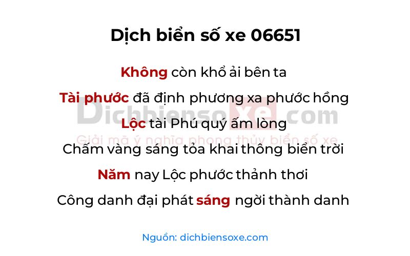 Dịch thơ biển số 06651