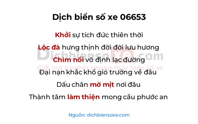 Dịch thơ biển số 06653