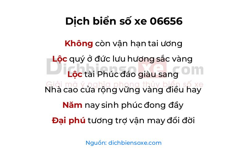 Dịch thơ biển số 06656