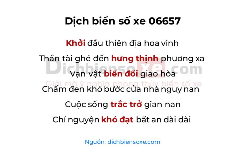 Dịch thơ biển số 06657