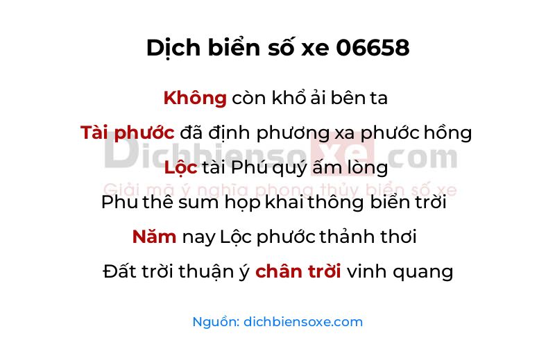 Dịch thơ biển số 06658