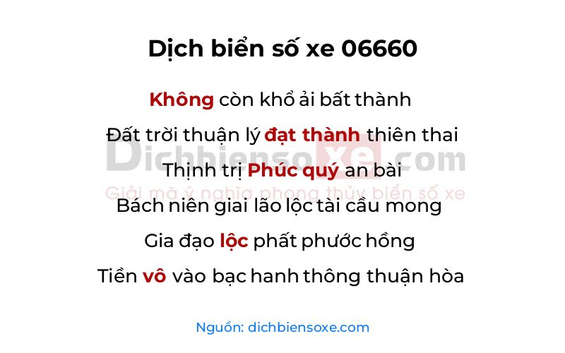 Dịch thơ biển số 06660