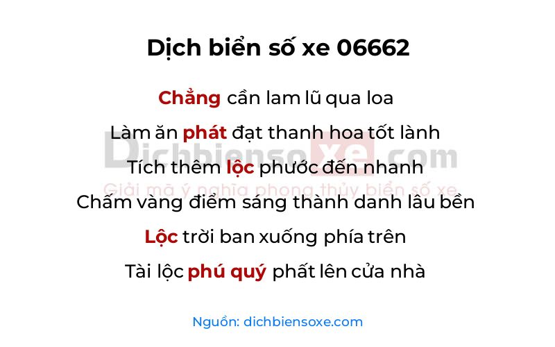 Dịch thơ biển số 06662