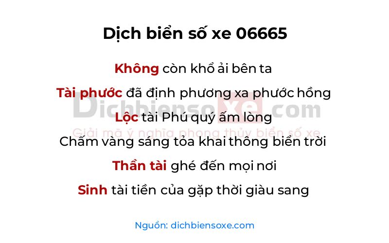 Dịch thơ biển số 06665