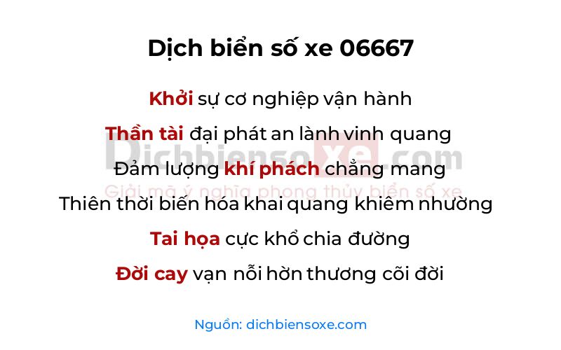 Dịch thơ biển số 06667