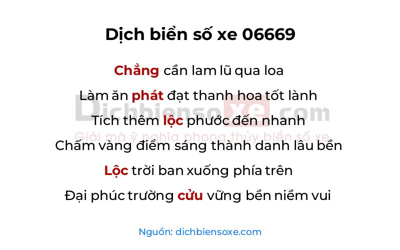 Dịch thơ biển số 06669
