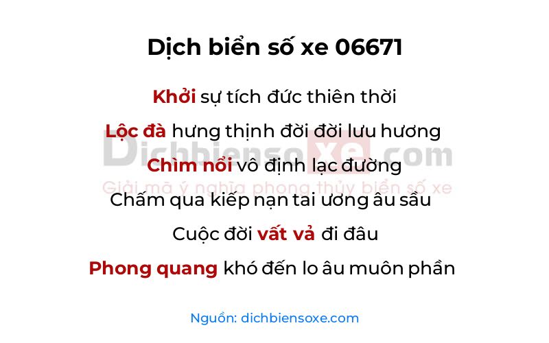 Dịch thơ biển số 06671
