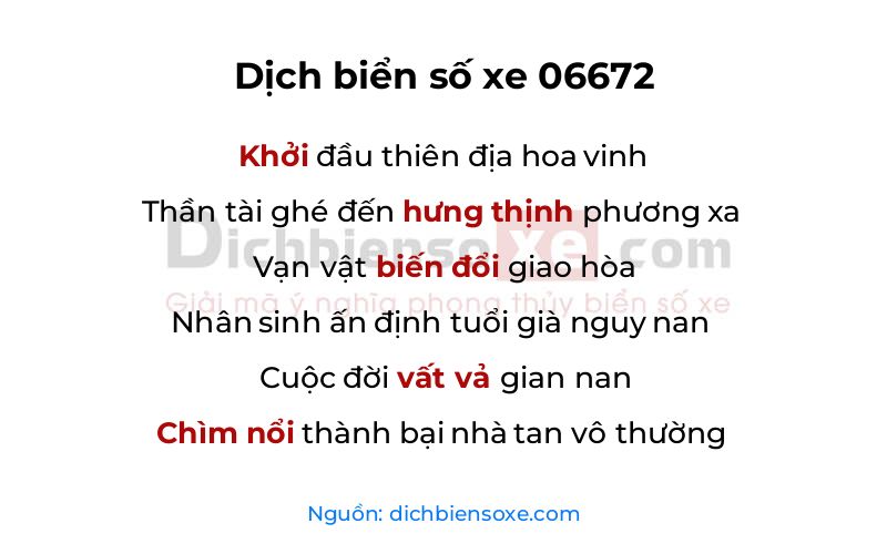 Dịch thơ biển số 06672