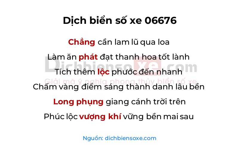 Dịch thơ biển số 06676