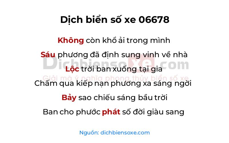 Dịch thơ biển số 06678