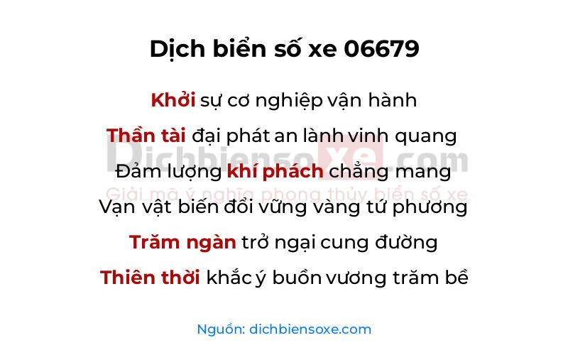 Dịch thơ biển số 06679