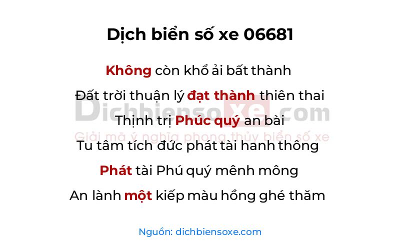 Dịch thơ biển số 06681