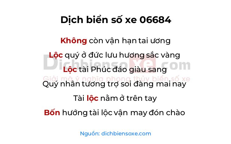 Dịch thơ biển số 06684