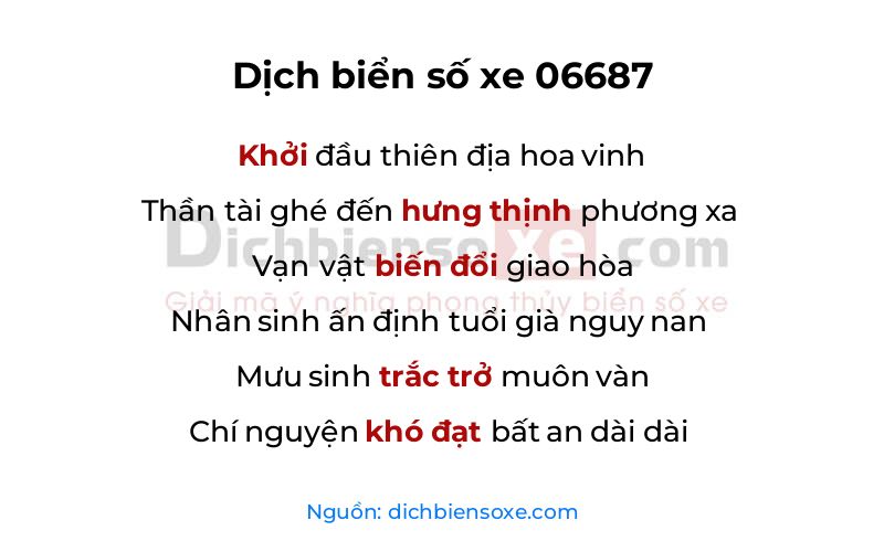 Dịch thơ biển số 06687