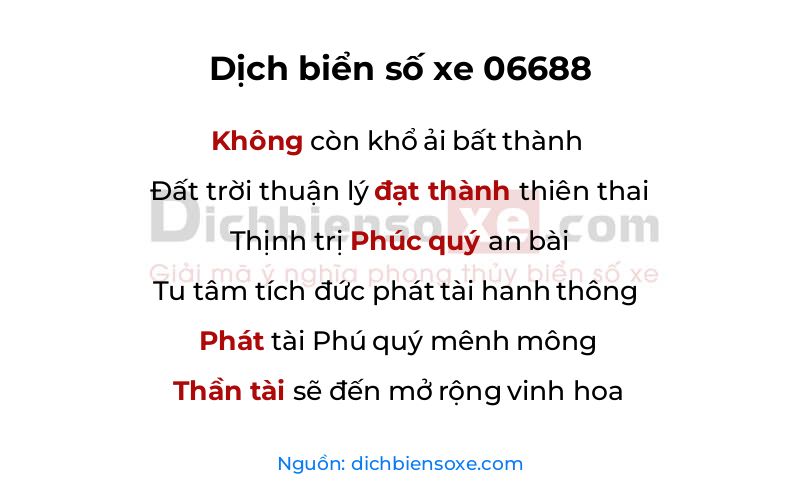 Dịch thơ biển số 06688