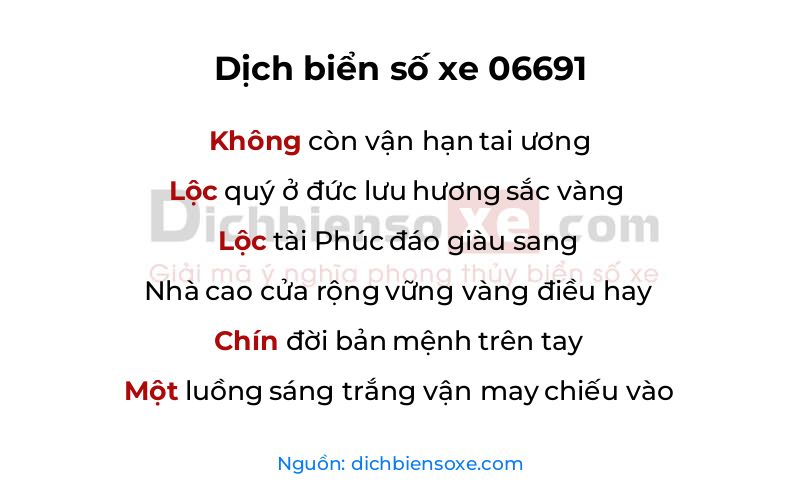 Dịch thơ biển số 06691