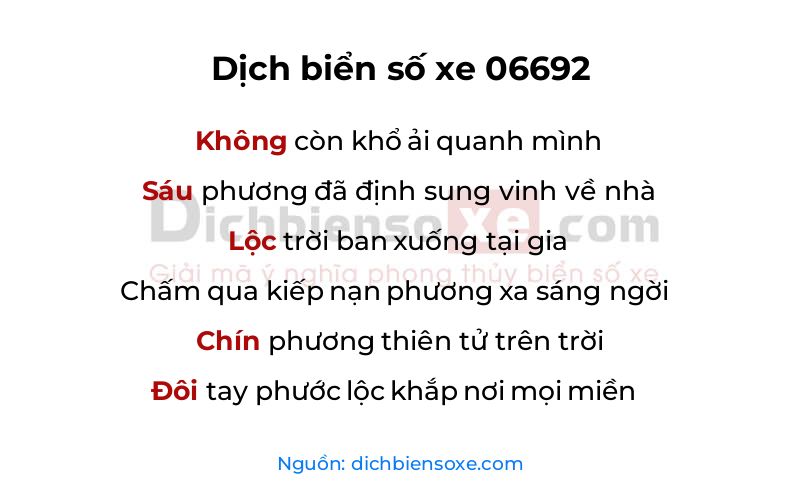 Dịch thơ biển số 06692