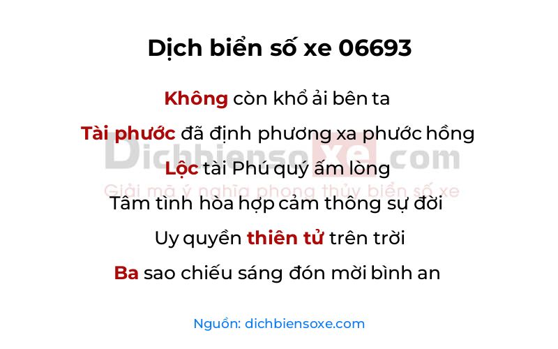 Dịch thơ biển số 06693