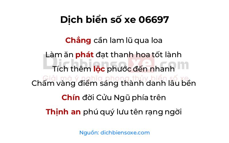 Dịch thơ biển số 06697
