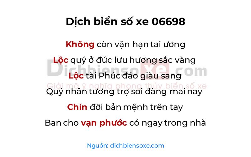 Dịch thơ biển số 06698