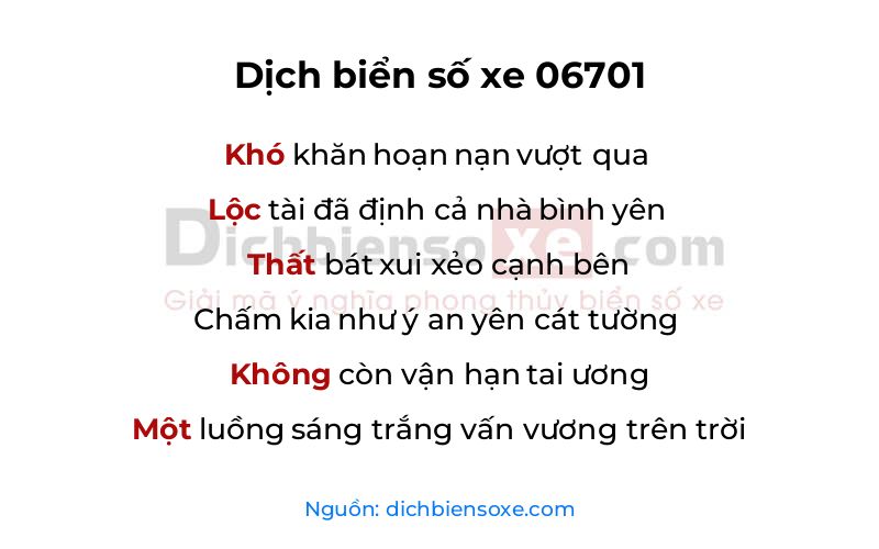 Dịch thơ biển số 06701