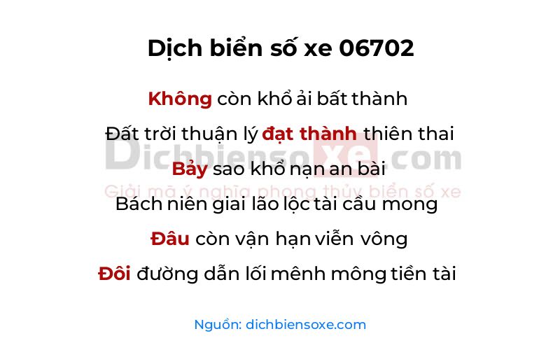 Dịch thơ biển số 06702